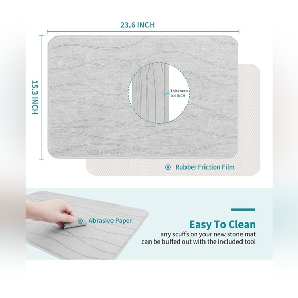 COPY - Stone Bath Mat, Diatomite Natural Earth Stone, Absorbent, Non-Slip - Picture 6 of 6